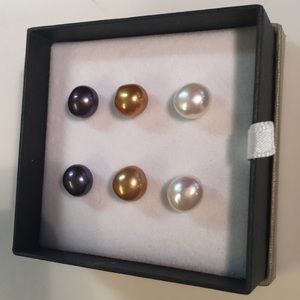 3 set 8mm post Freshwater Earrings